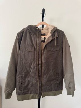 Legendary Whitetails Olive Hooded Sherpa-Lined Field Jacket